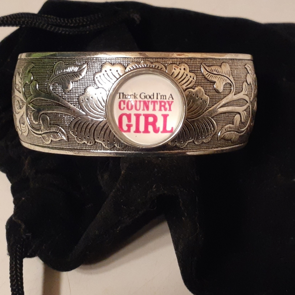 Silver tone Western Cuff Bracelet
